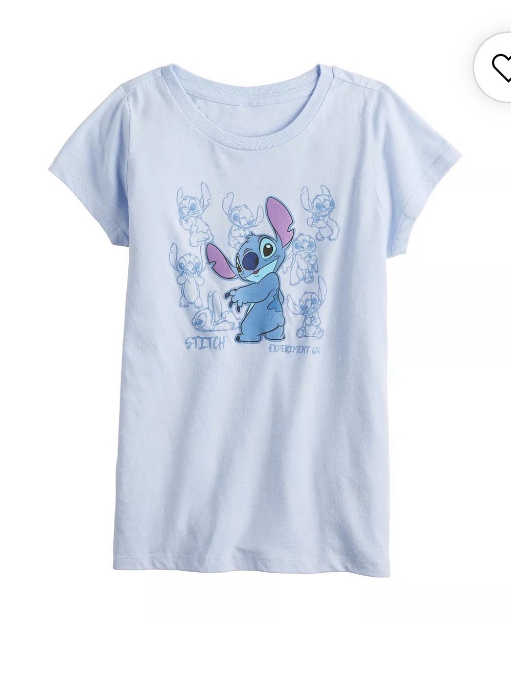 Disney Light Blue Stitch Graphic Short Sleeve Tee